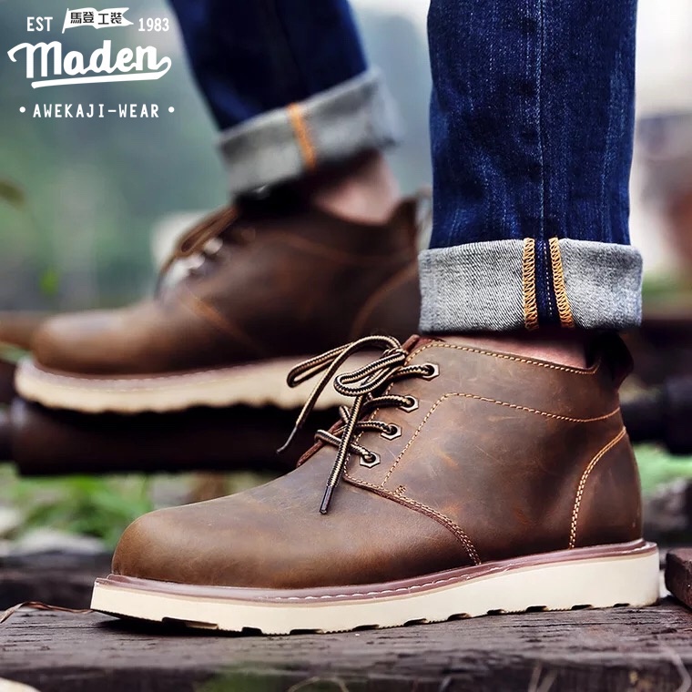 Giày bốt da MADEN phong cách Âu Mỹ thời trang cho nam
