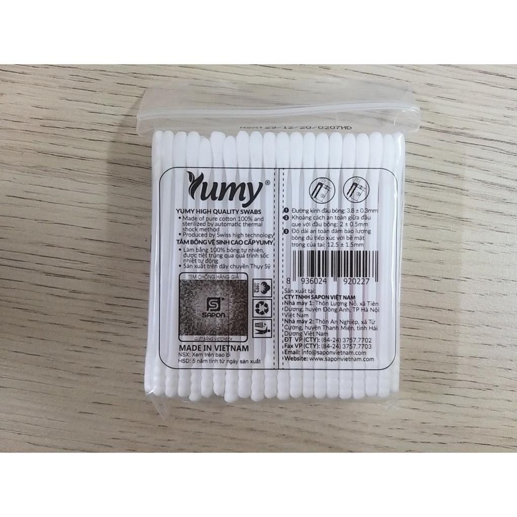 Tăm Bông Tự Nhiên Vệ Sinh Tai Cao Cấp Yumy (100 chiếc )
