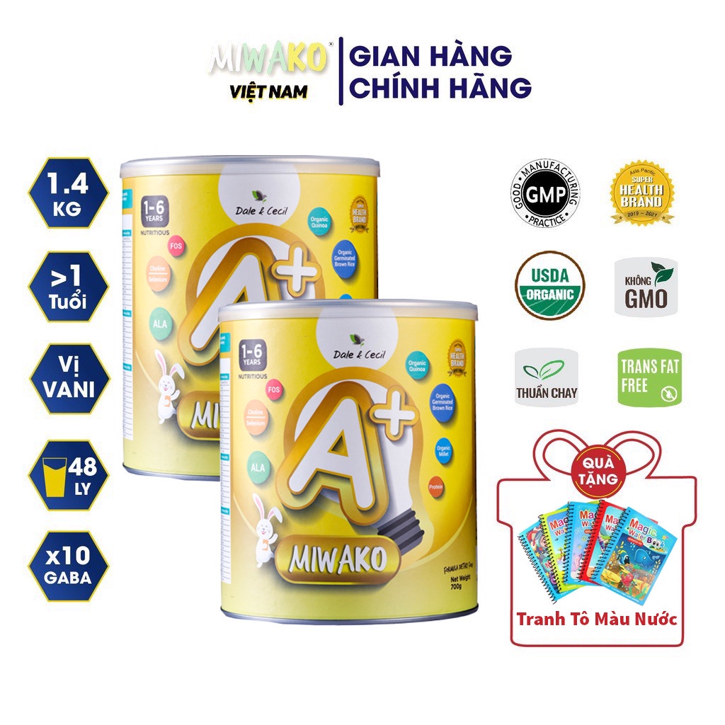 Sữa Công Thức Hạt Thực Vật Hữu Cơ MIWAKO A+ 700gr ( x 2 hộp - 1.4kg) - Miwako Việt Nam