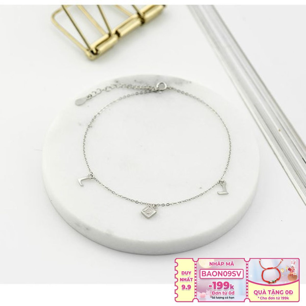 Lắc Chân Bạc Nữ Đính Chữ L- D, Bạc Ý S925 Cao Cấp LC1768 -Bảo Ngọc Jewelry