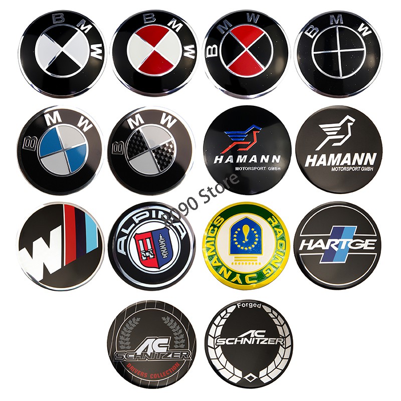 Bộ 4 miếng logo hình tròn 56mm trang trí trục mâm bánh xe BMW M Power Alpina AC Hamann Hartge