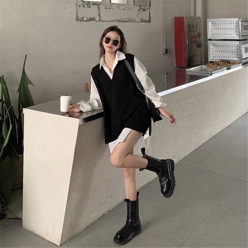 [ Sẵn ] Set Gile Kèm Áo SơMi 2020