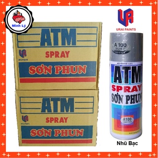 [Hỏa Tốc HCM] Thùng 12 Chai Sơn Phun Nhũ Bạc A100 ATM Spray Cao Cấp (400ml/chai) - Cửa hàng Điện nước Minh Lý