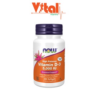 Viên Uống Tăng Sức Đề Kháng , Săn Chắc Xương Now Vitamin D3 5000iu - 240 viên