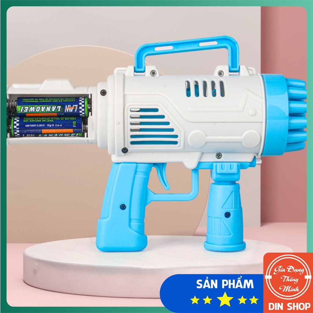Súng Bắn Bong Bóng Xà Phòng 21 Nòng 👑GIÁ HỦY DIỆT👑 Súng Thổi Bong Bóng Chạy Bằng Pin Siêu Mạnh An Toàn Cho Bé Din Shop