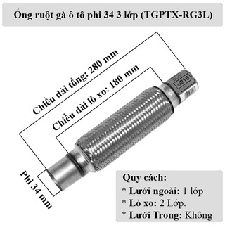 Ống ruột gà ống xả ô tô phi 34 (Đường kính 34)