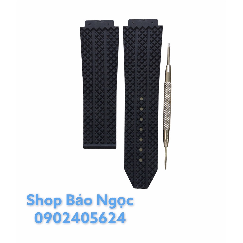 Dây đồng hồ cao cấp Hublot - Cao su trơn màu trắng đen size 17x25x22mm