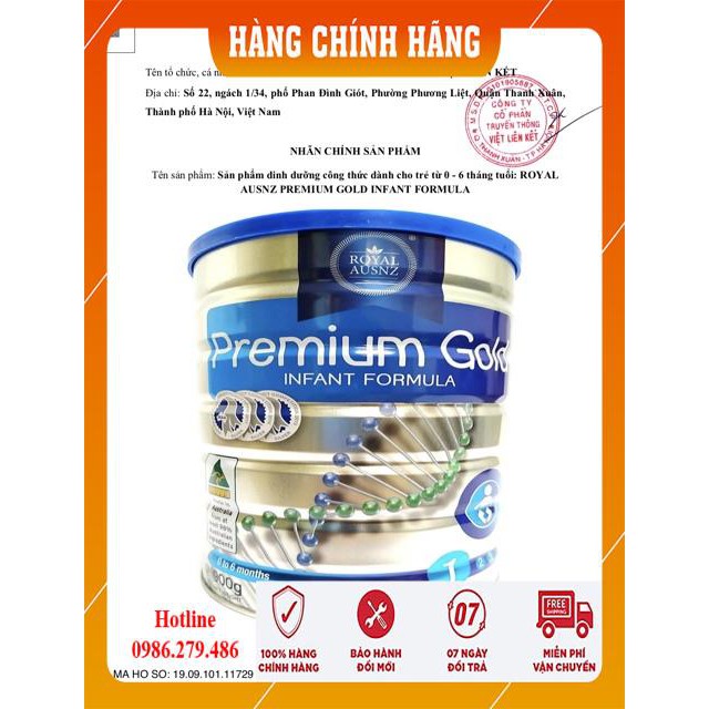 [ HÀNG CHÍNH HÃNG ] Sữa Hoàng Gia Úc Royal Ausnz Premium Gold 1 - 900g date 2023