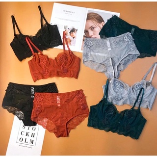 Set Bra Ren Không Mút - Quần Lưng Cao.