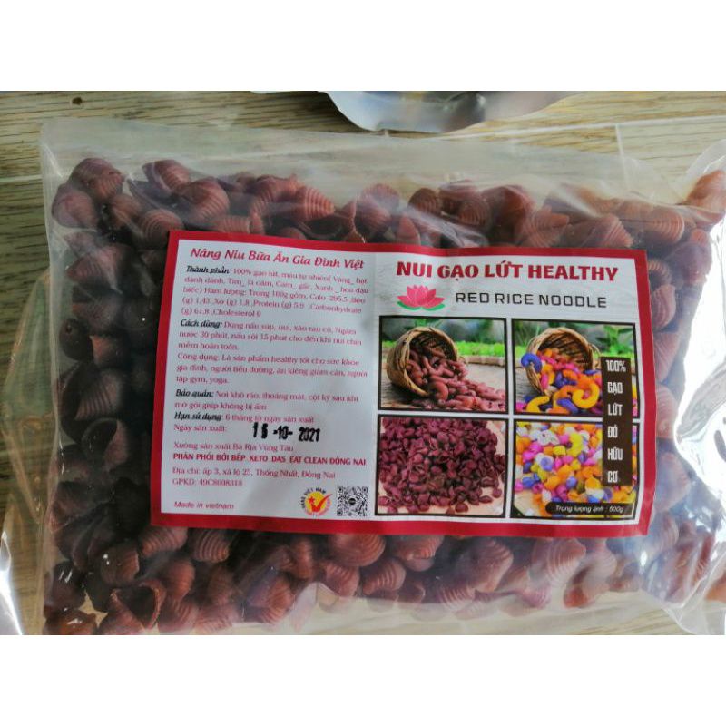 1kg Nui gạo lứt đỏ- nui rau củ ngũ sắc healthy giảm cân