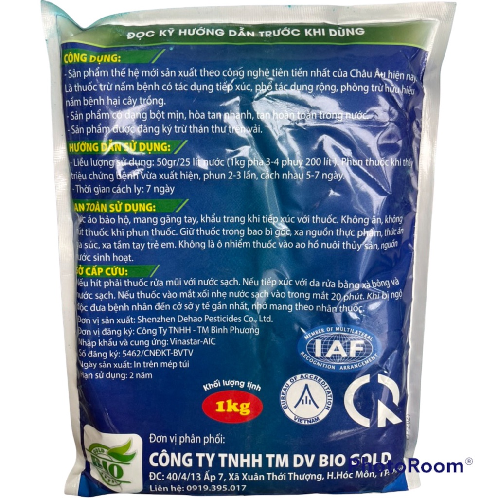 Sản Phẩm Mancozeb XANH ẤN ĐỘ gói 1kg bảo vệ cây trồng