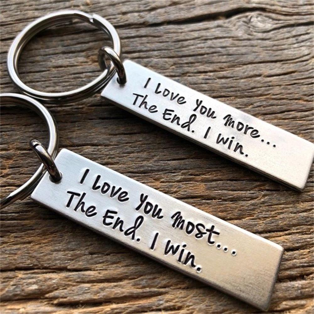 ESPO Móc Khóa Thép Không Gỉ Khắc Chữ Her Him I Love You More / Most