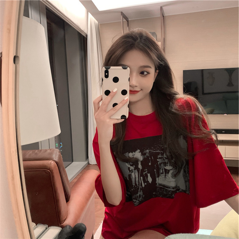 SUXI Áo thun tay ngắn in họa tiết nhiều màu tùy chọn trẻ trung cho nữ