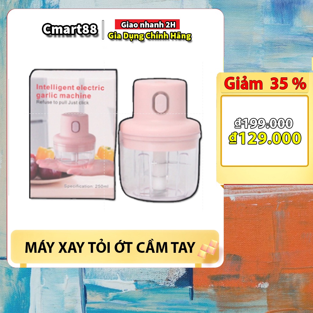 Máy xay Mini cầm tay đa năng cao cấp dung tích 250ML sạc điện lưỡi bằng thép không gỉ, Máy xay tỏi ớt mini cổng sạc USB