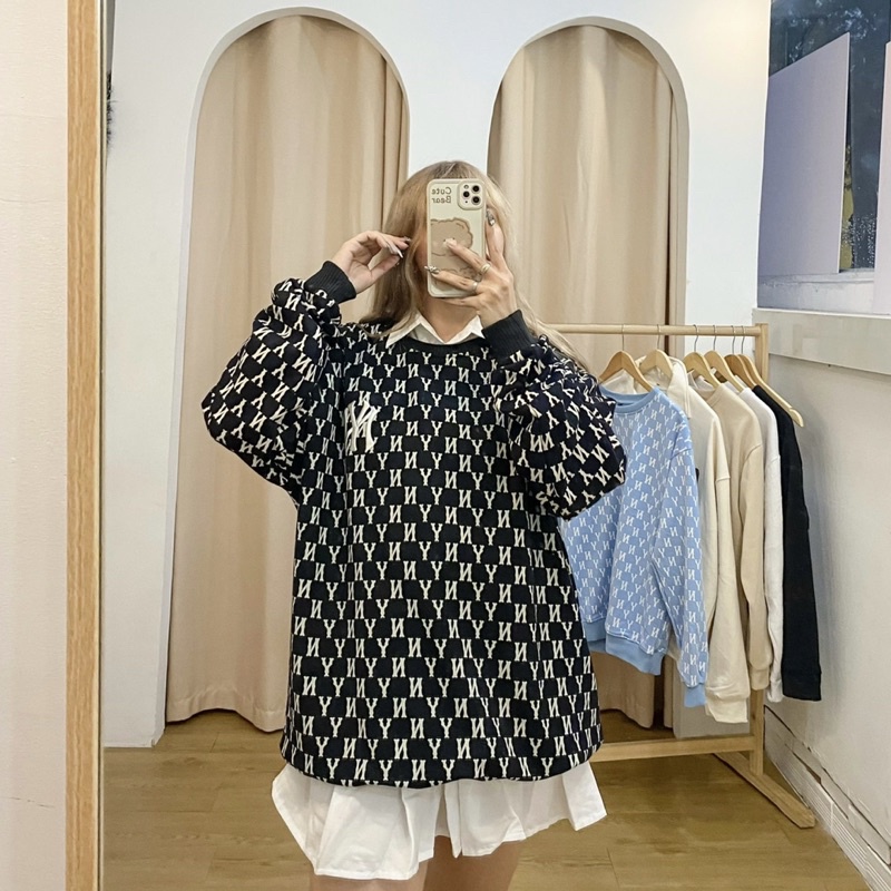 Áo Sweater Unisex NY màu ĐEN/KEM Vải Chân cua Form Rộng Ulzzang Unisex  Nam nữ unisex  Jaystoree