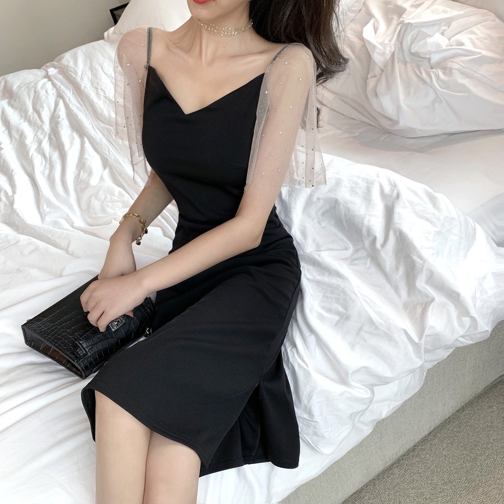 Đầm dáng ôm tay ngắn mini Emilyshop