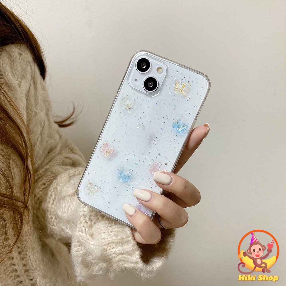 Ốp Điện Thoại Hình Bướm 3D Lấp Lánh Cho iPhone 14 Pro Max 11 11 2 13 Max XS XR 8
