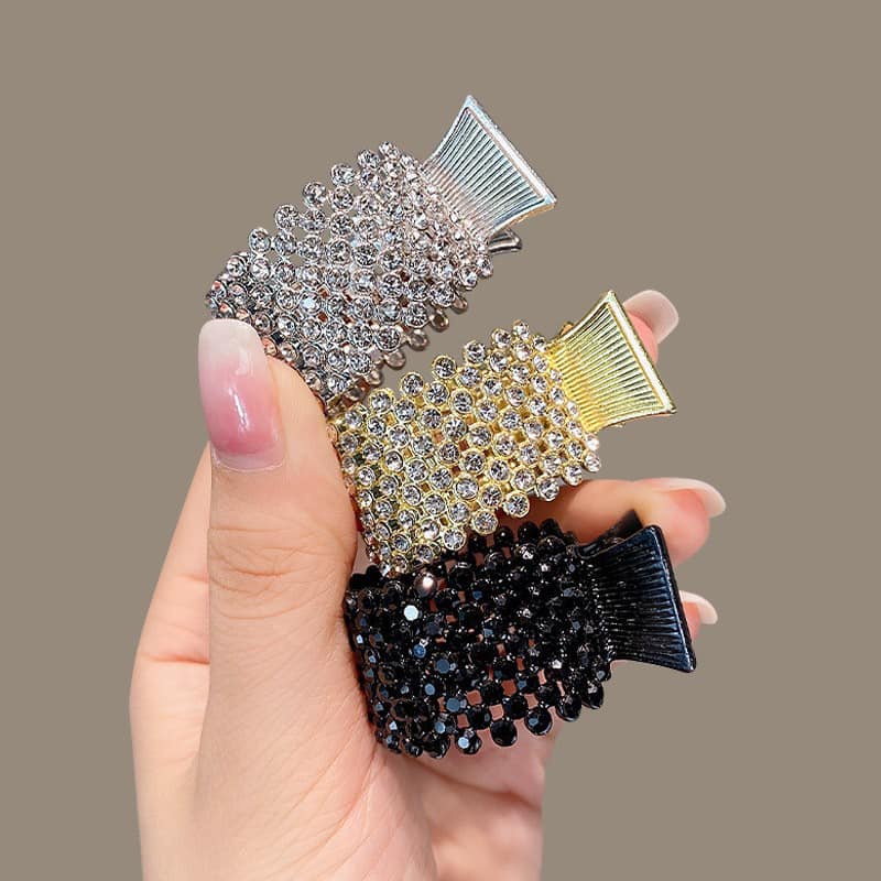 Kẹp tóc nửa đầu, kẹp tạo phồng đuôi tóc đính hạt siêu xinh chắc chắn tạo kiểu hot hit cho nữ
