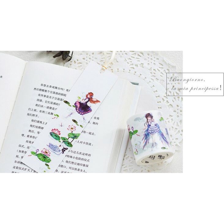 Enjoymore 62cm Băng Dán Lotus Dễ Thương Washi Tape Trang Trí DIY Sổ tay Scrapbook, Bullet Journal Băng Keo