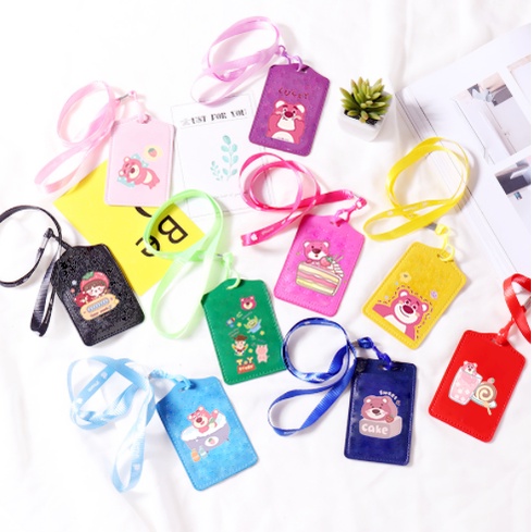 Bao đựng thẻ gấu dâu thỏ cherry berry BTPI20 PU kaws dễ thương cute hoạt hình gấu dâu tây lotso thỏ stella cáo lina