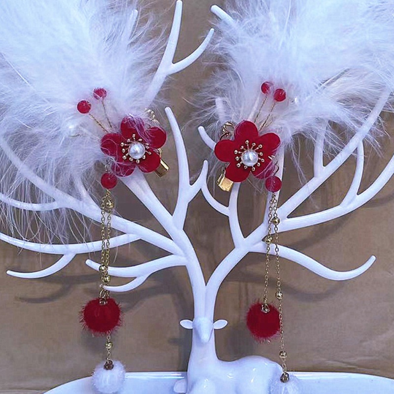 Kẹp Tóc Đính Lông Vũ Phong Cách Vintage Cho Nữ