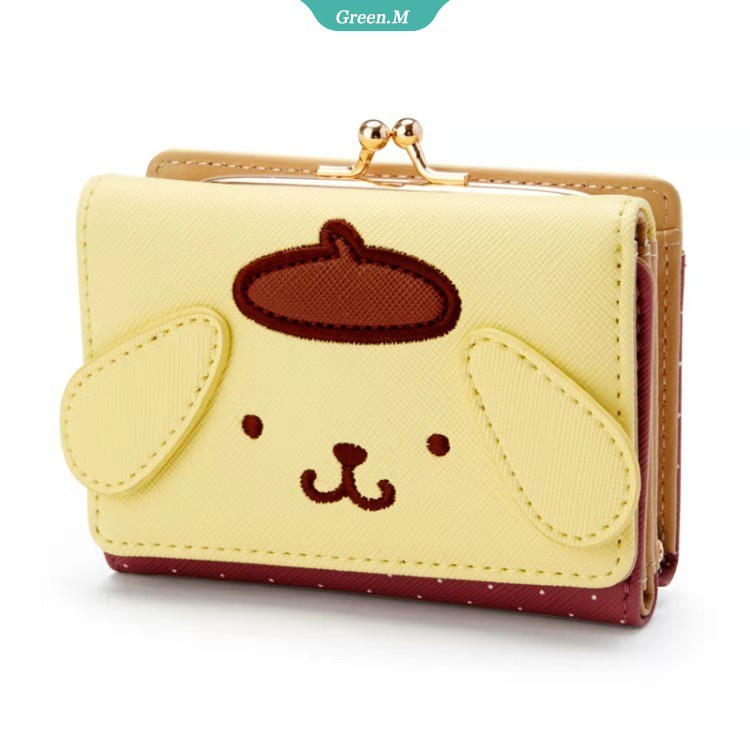 SANRIO Ví Da Ngắn In Hình Mèo Hello Kitty Cinnamoroll Melody Dành Cho Nữ