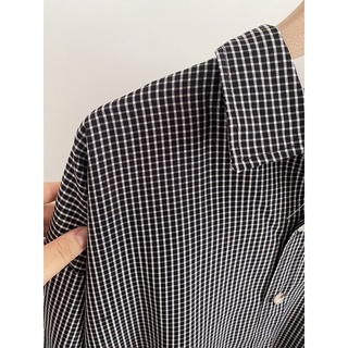 Áo sơ mi caro nhí dáng oversize