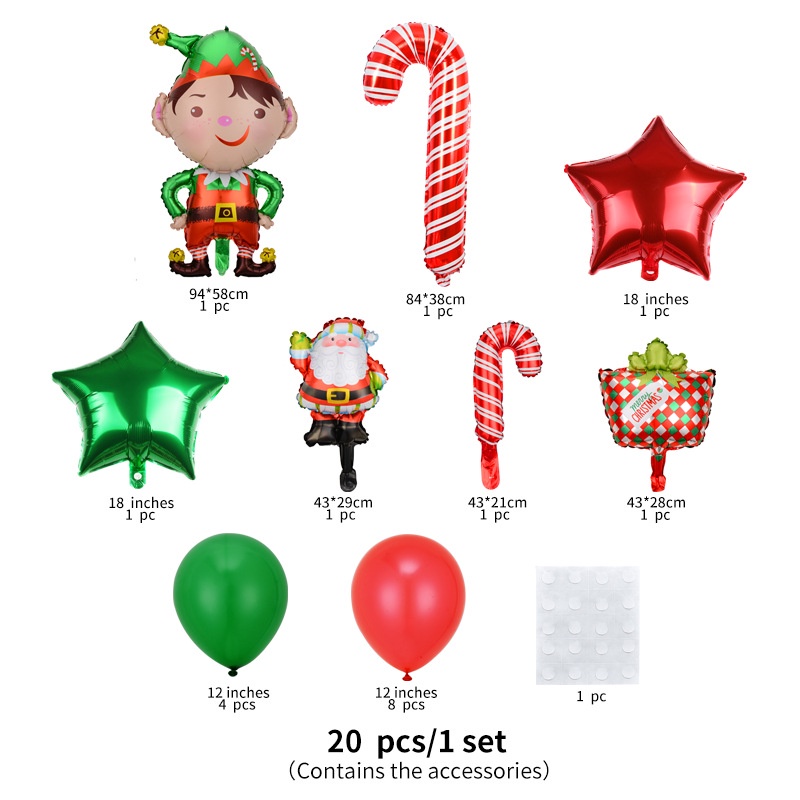 Set 20 / 25 Bong Bóng Phim Nhôm Hình Nhân Vật Hoạt Hình Trang Trí Giáng Sinh