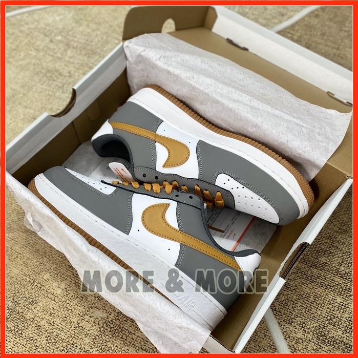 Giày Sneaker AF1 Custom xám vệt vàng