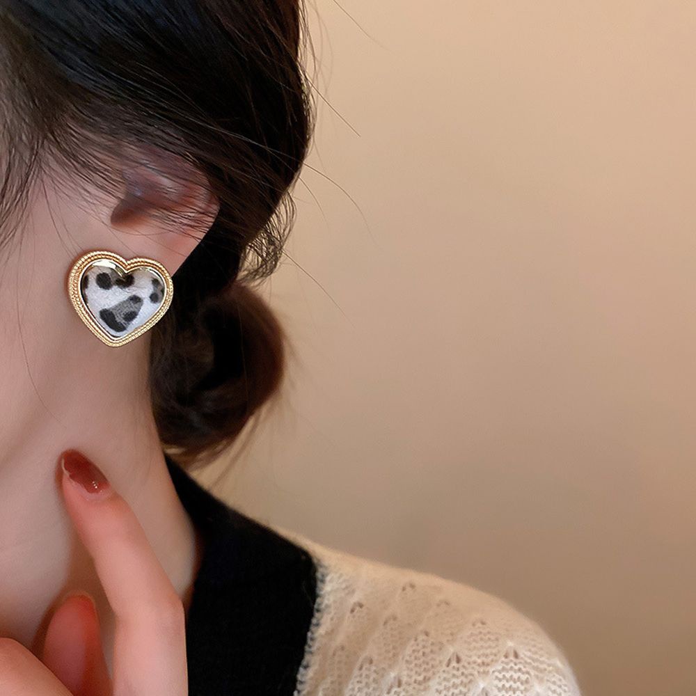 Khuyên tai kiểu dáng hình học in họa tiết phong cách Hàn Quốc thời trang thanh lịch cho nữ