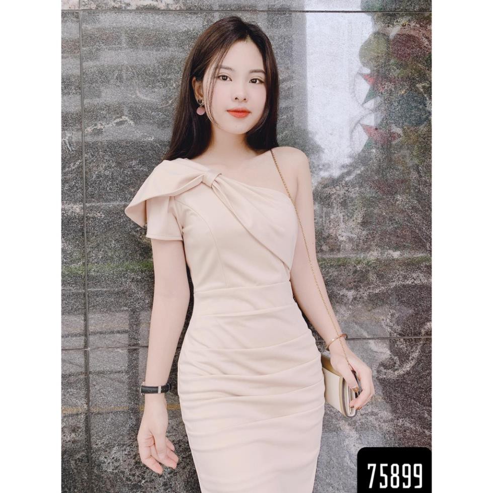 Đầm body lệch vai dự tiệc siêu xinh đủ size S,M,L,XL,XXL - 75899 đẹp ˇ