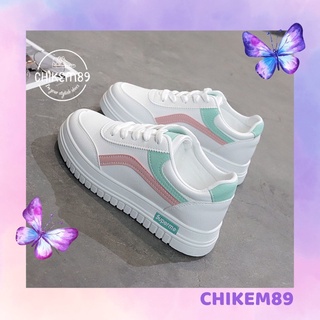 Giày thể thao sneakers nữ trắng ☘️FREESHIP☘️ viền kẻ năng động
