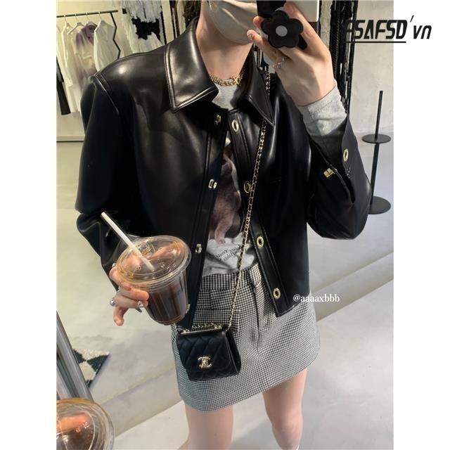 Áo Khoác Da PU Dáng Ngắn Thời Trang Mùa Thu Cá Tính Cho Nữ