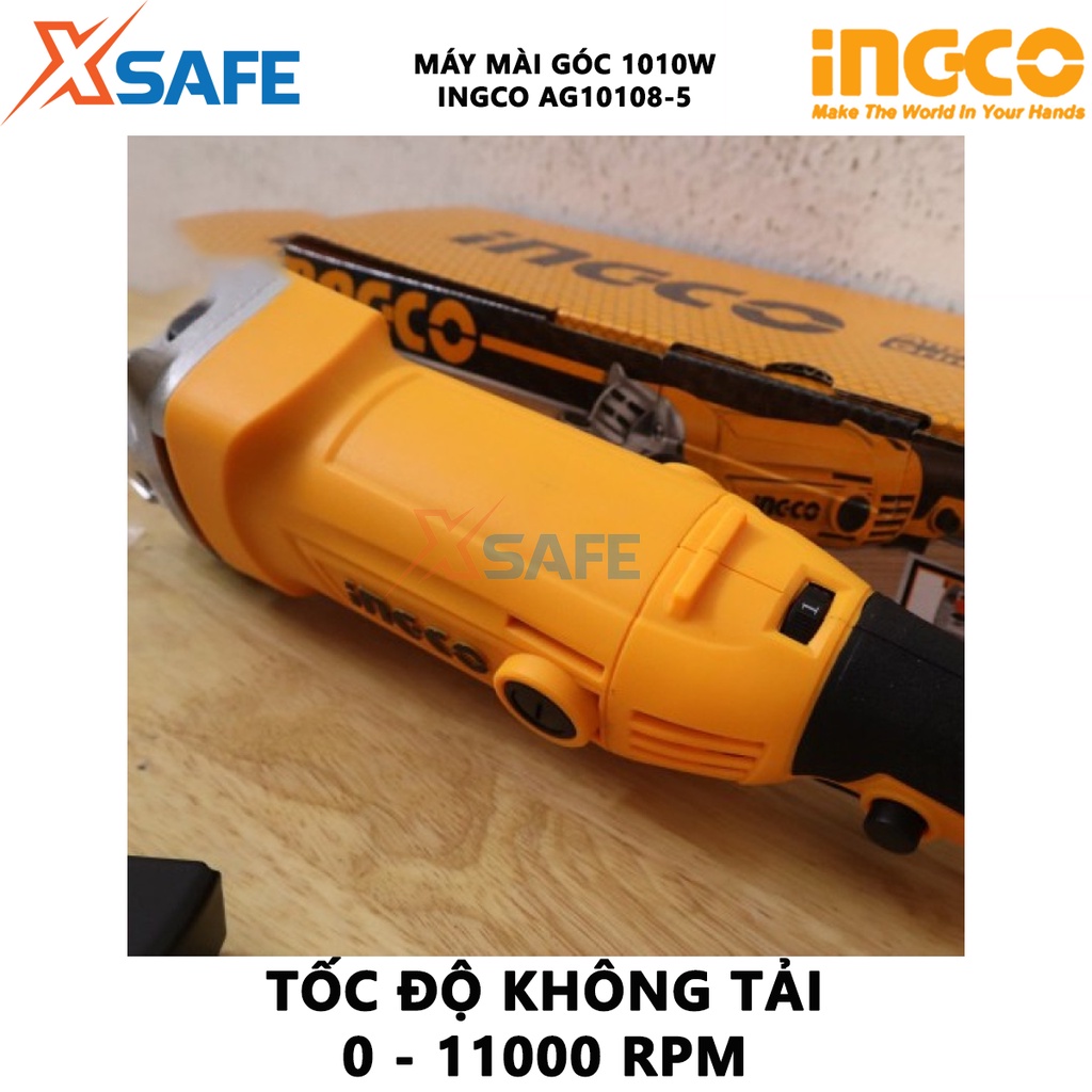 Máy mài góc INGCO AG10108-5 công suất 1010W, có nút điều chỉnh 6 tốc độ, kèm 1 tay cầm nhựa - [XSAFE]
