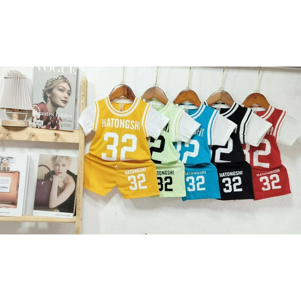 Bộ cộc tay thể thao, bo chun cổ và tay cho bé trai, bé gái, chất vải coton mềm mịn co dãn, thoáng mát