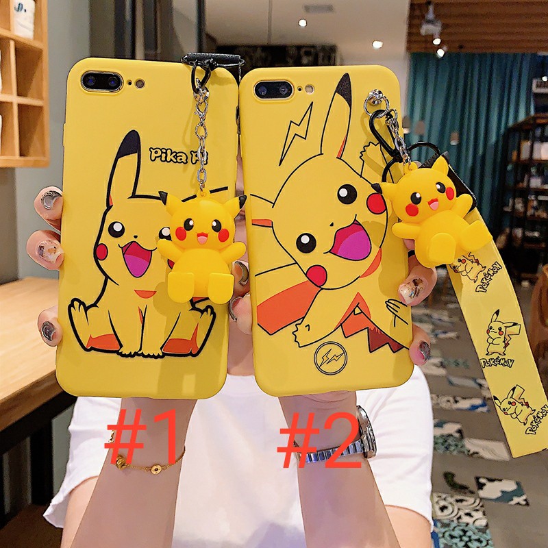 Ốp điện thoại TPU họa tiết Pikachu có dây đeo cho Samsung J2 J3 J4 J5 J6 J7 pro