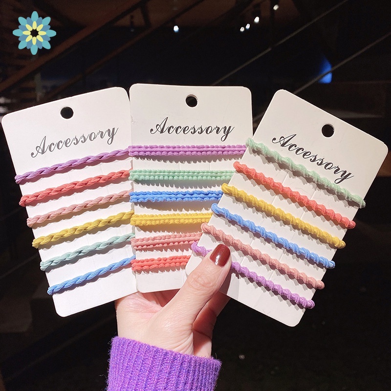 Set 6 dây cột tóc co giãn nhiều màu sắc dễ thương