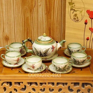 Ấm chén sứ vẽ tay Bát Tràng cao cấp