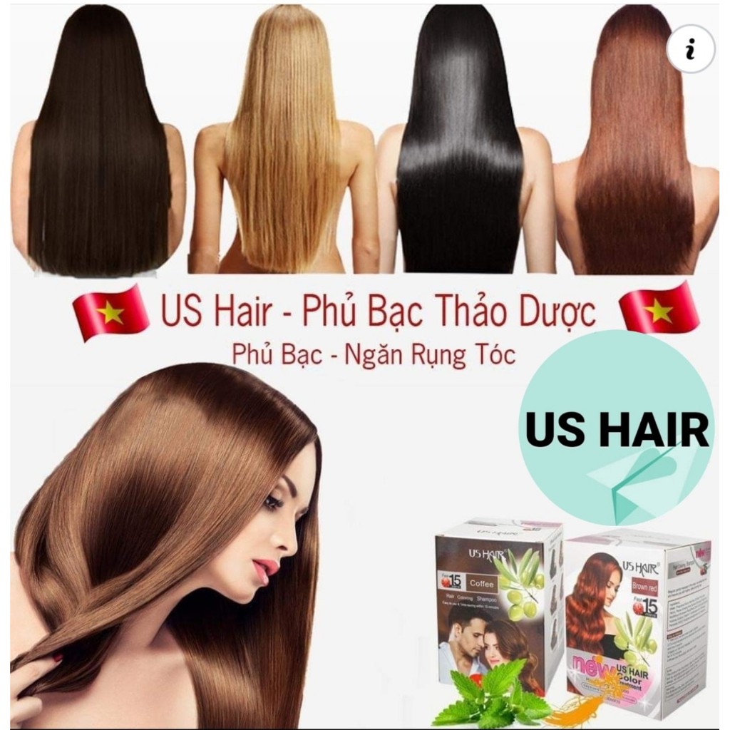 1 gói Dầu gội nhuộm phủ bạc thời trang USA us hair (màu vàng ánh kim)