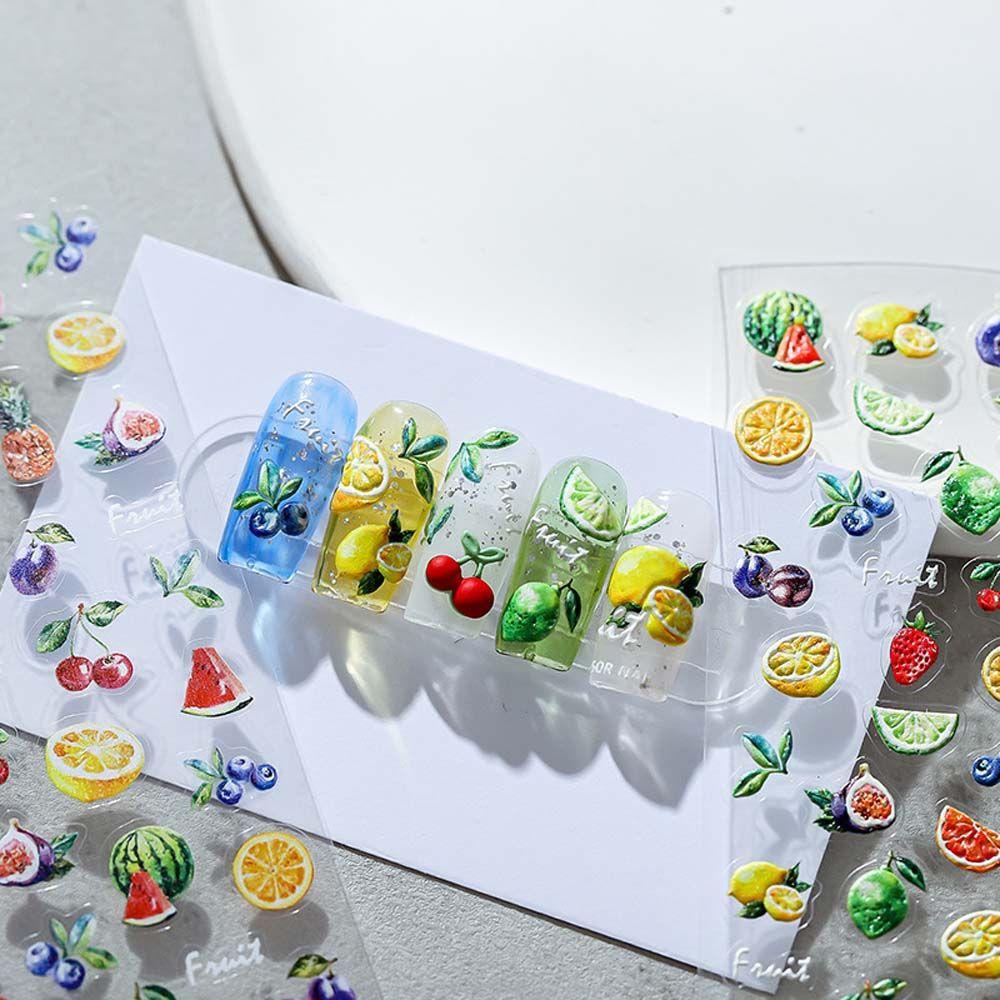 QQMALL Miếng Dán Trang Trí Móng Tay Hình Hoa Hồng Và Cherry Thời Trang