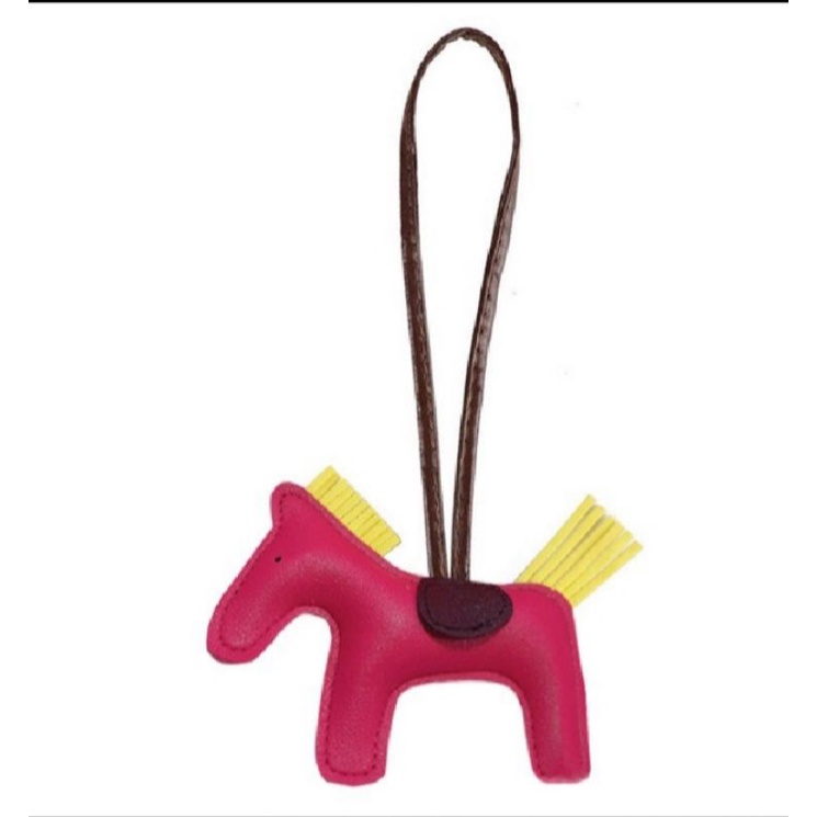 Móc khóa ngựa pony bằng nhựa/Charm treo túi con ngựa bằng da PU nhiều màu/ tua rua treo túi handmade làm bằng da bò