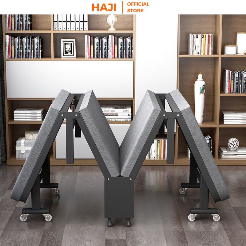 Giường văn phòng HAJI kèm đệm gấp gọn có bánh xe di chuyển tích hợp ghế sofa C64