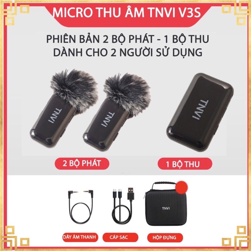 Micro không dây TNVI V3 (T1) V3S dùng cho vlogger,youtuber,streamer, dạy trực tuyến…