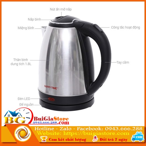 Bình Đun Siêu Tốc SUNHOUSE HAPPY TIME HTD1081 (1.8L) - Hàng Chính Hãng