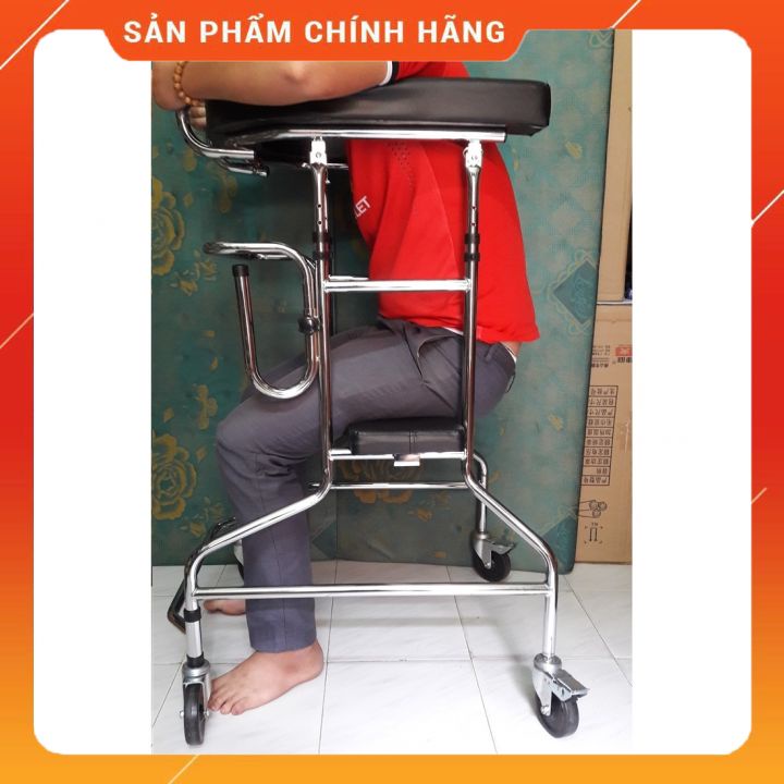Khung Tập Đi Phục Hồi Chức Năng, Ghế Tập Đi Người Già Phục Hồi Đi Lại Cho Người Sau Tai Biến Inox -