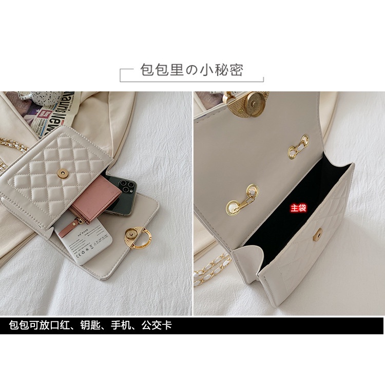 Túi JASMIN NOIR đeo chéo họa tiết caro phối dây xích thời trang cho nữ