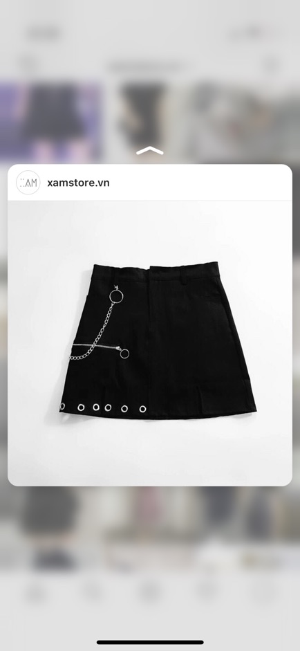 Chân váy nữ đen có kèm dây xích ring Ulzzang xẻ tà cá tính