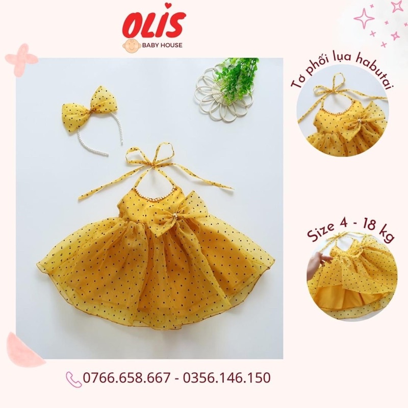 Váy công chúa, đầm bé gái sơ sinh OLIS Baby House, size 4 - 18 kg