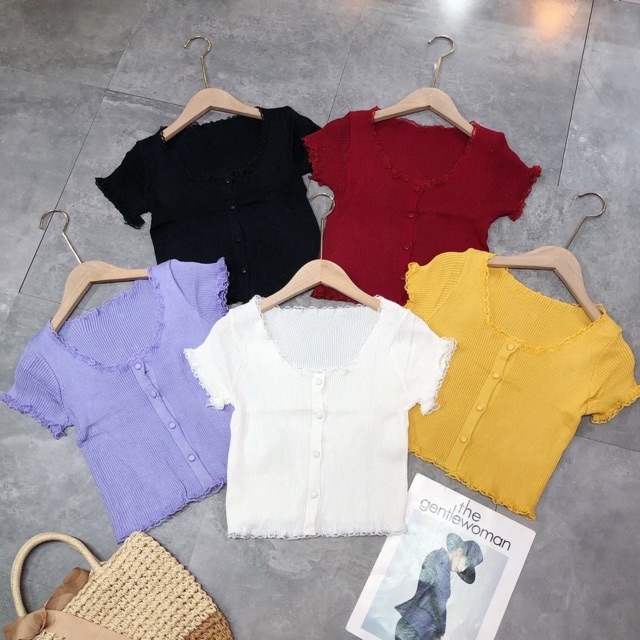 Bán sỉ áo len viền ren croptop