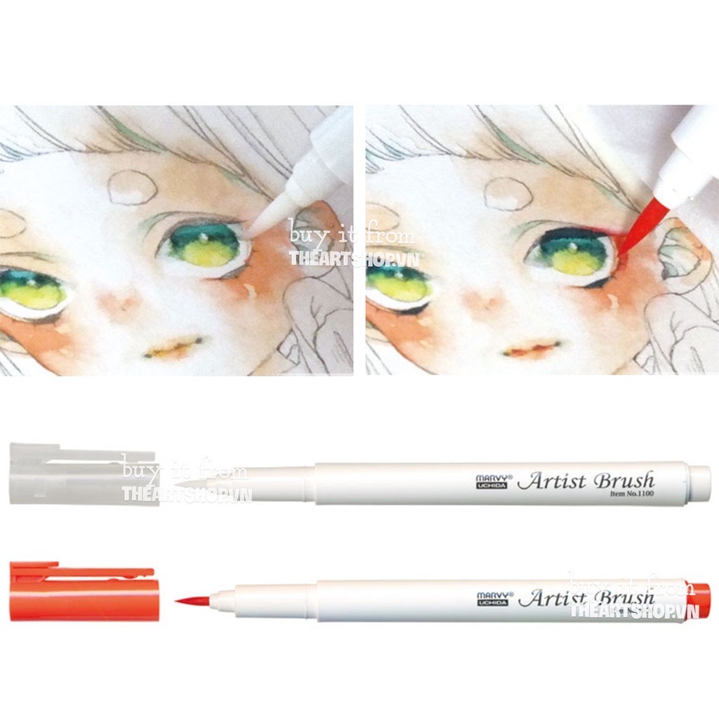 THEARTSHOP Bút đầu cọ thư pháp màu nước MARVY Artist Brush - Pastel series